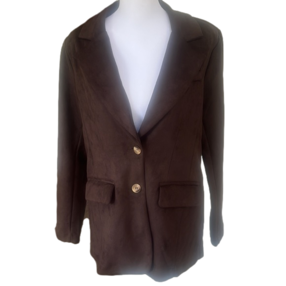 STOOSH microfiber blazer jacket NWT size Medium coffee brown 2 button